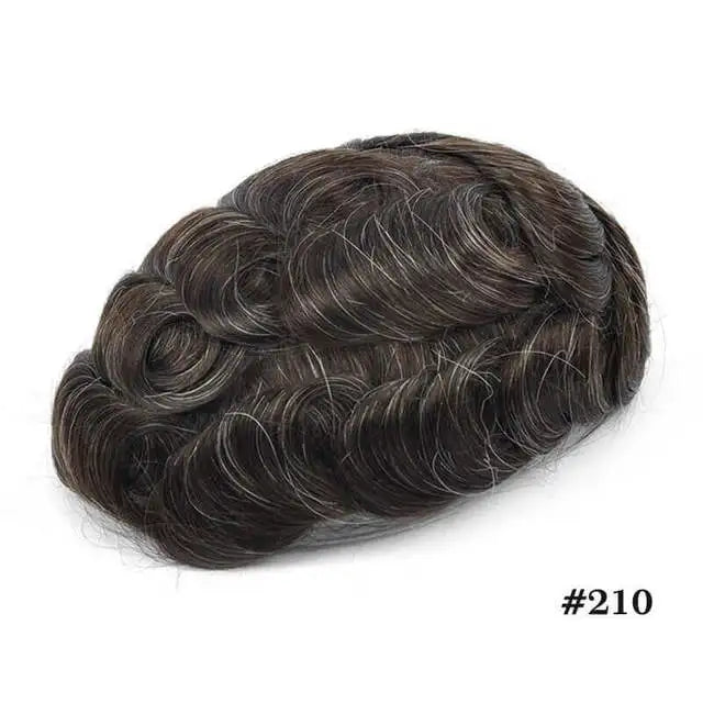 Male Human Hair Wig Mono NPU Indian Human Hair Prosthesis Durable Men Toupee Hair System Hairpiece Natural Brown Human Hairline