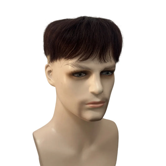 Short Human Hair Wig for Men & Women Dark Brown Natural Straight Clips on Short Hair Topper for Daily Easy to Wear Hair Loss