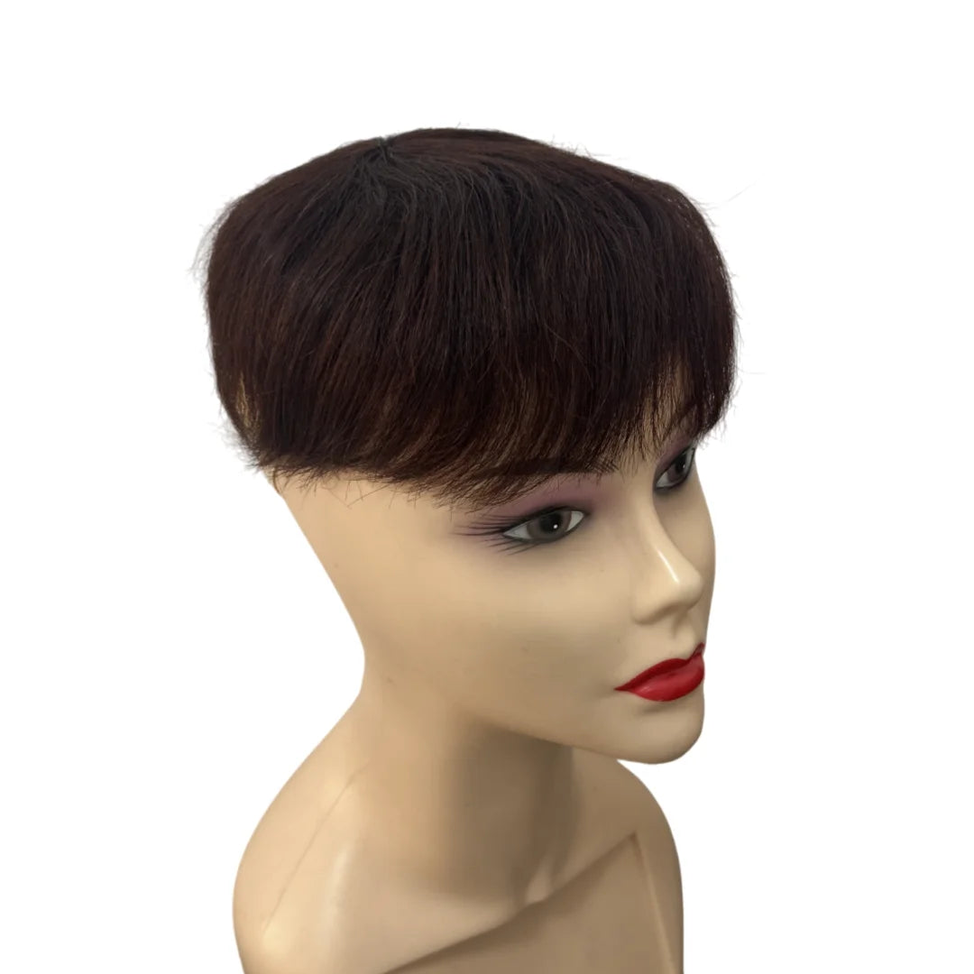 Short Human Hair Wig for Men & Women Dark Brown Natural Straight Clips on Short Hair Topper for Daily Easy to Wear Hair Loss