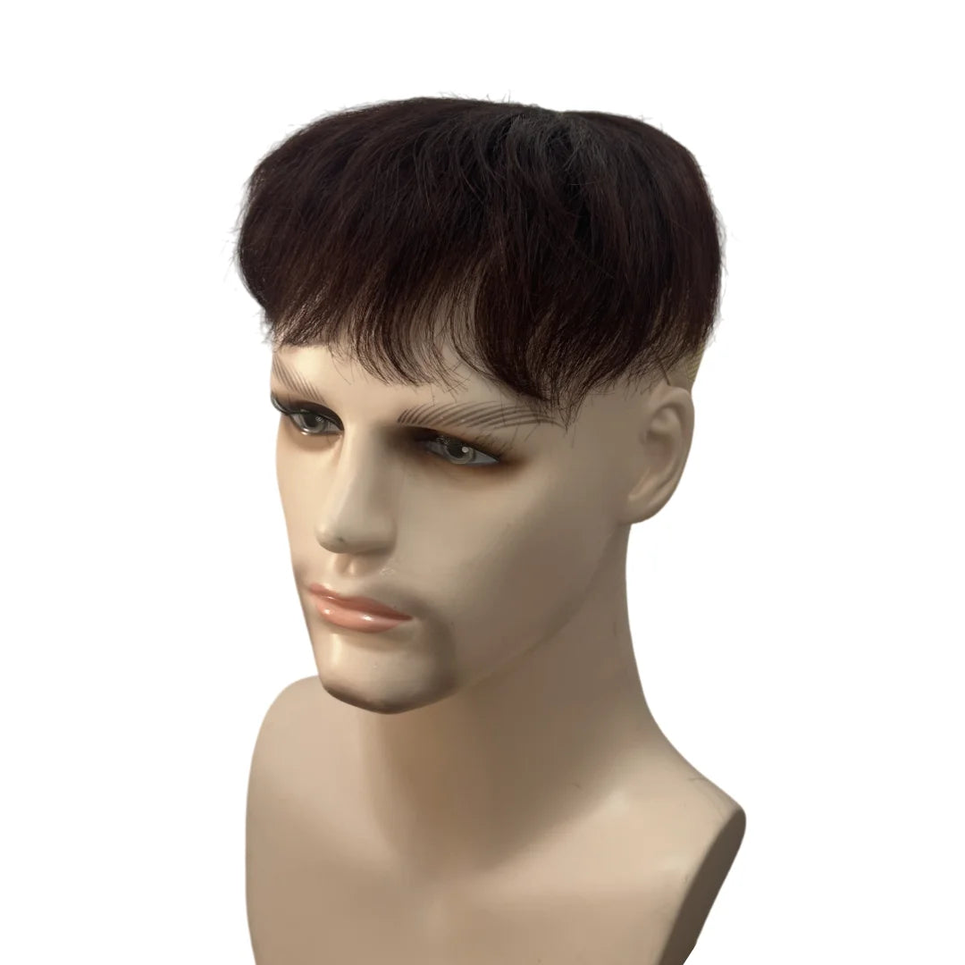 Short Human Hair Wig for Men & Women Dark Brown Natural Straight Clips on Short Hair Topper for Daily Easy to Wear Hair Loss