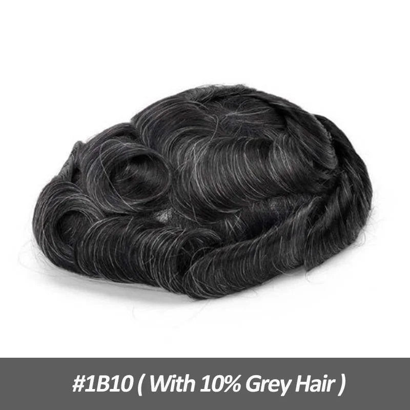 Men Human Hair Toupee Fine Mono NPU Human Hair Wigs Breathable Male Hair Prosthesis Indian Hair System Straight Wave Hairpiece