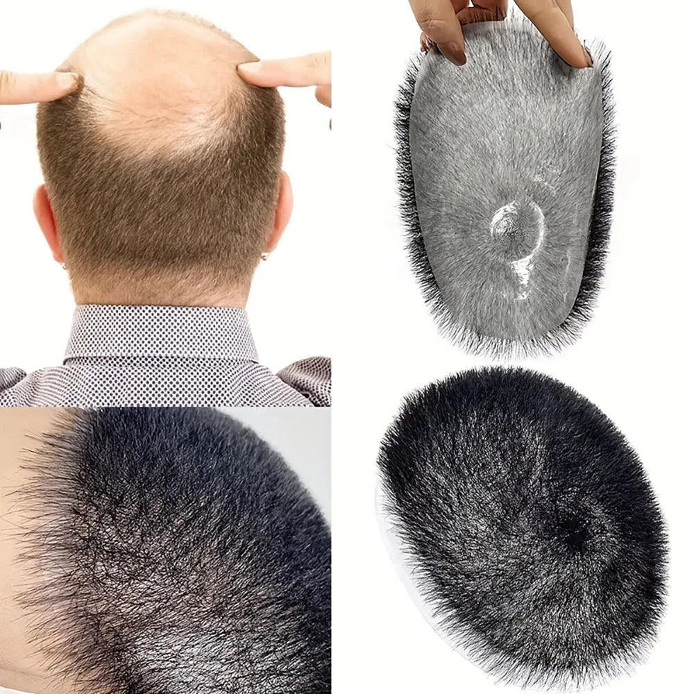 100% Human Hair Men's Short Buzz Cut Hair Thin Light Beige PU Men Toupee Transparent Scalp Human Hair Topper Short Hair Wig