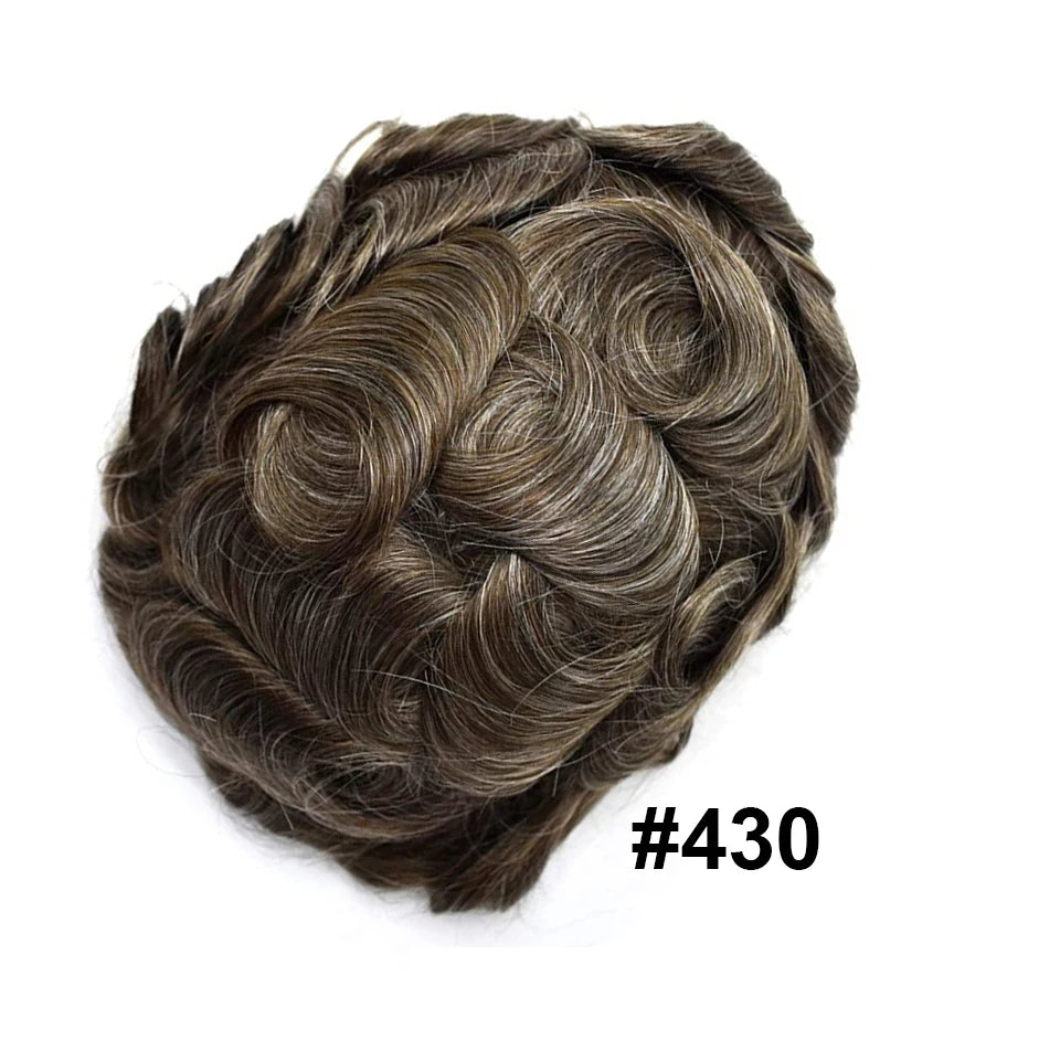 Male Human Hair Wig Mono NPU Indian Human Hair Prosthesis Durable Men Toupee Hair System Hairpiece Natural Brown Human Hairline