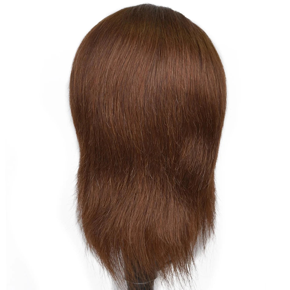 100% Human Hair Male Mannequin Head With Hair Beard Practice Manikin Hairdresser Cosmetology Training Doll Head For Hair Styling