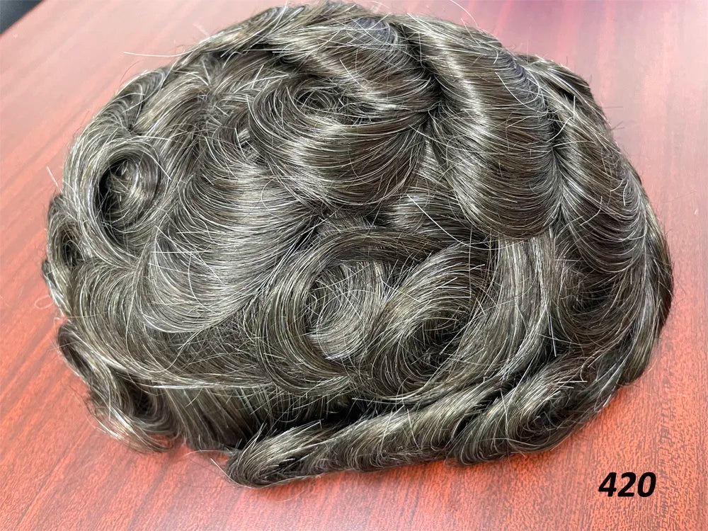 Male Human Hair Wig Mono NPU Indian Human Hair Prosthesis Durable Men Toupee Hair System Hairpiece Natural Brown Human Hairline