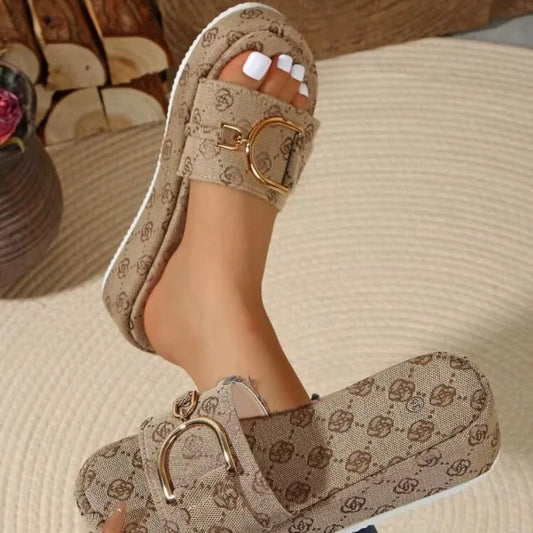 2025 Women Wedges Slippers Summer New Fashion Sandals Fashion Outdoor High Heels Women Slippers Shallow Beach Shoes Slides Women
