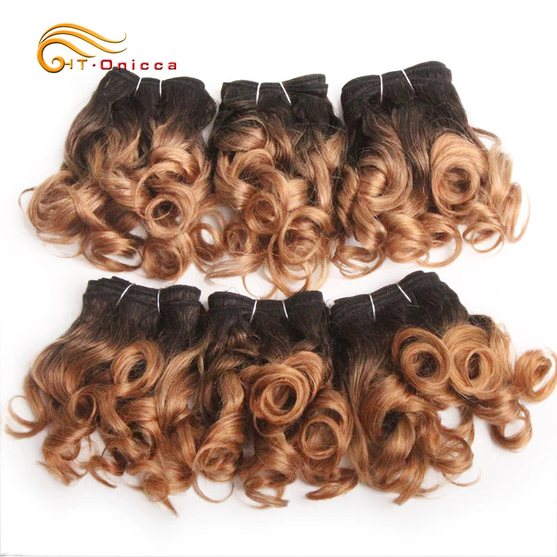 Curly Human Hair Bundles 100% Human Hair Bundles Brazilian Hair Weave Bundles 6 Pcs/Lot Color 1B/2/4/30/33/99J Curly Hair