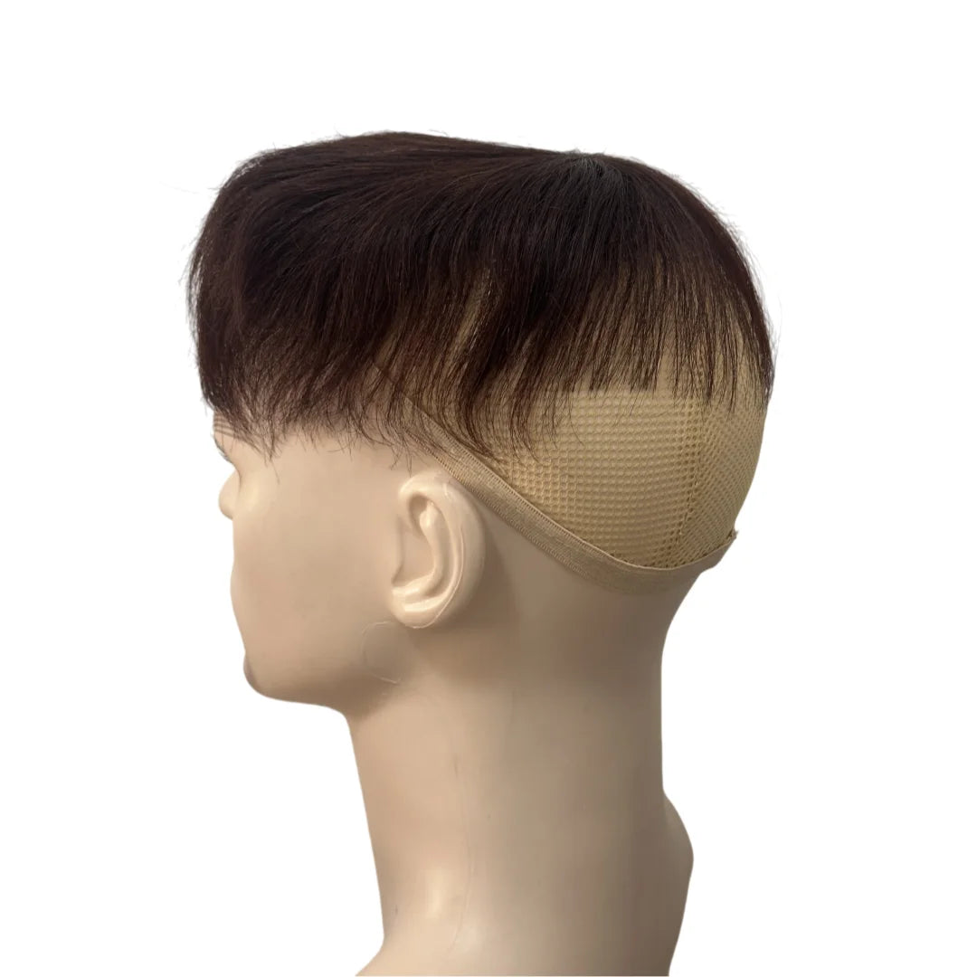 Short Human Hair Wig for Men & Women Dark Brown Natural Straight Clips on Short Hair Topper for Daily Easy to Wear Hair Loss