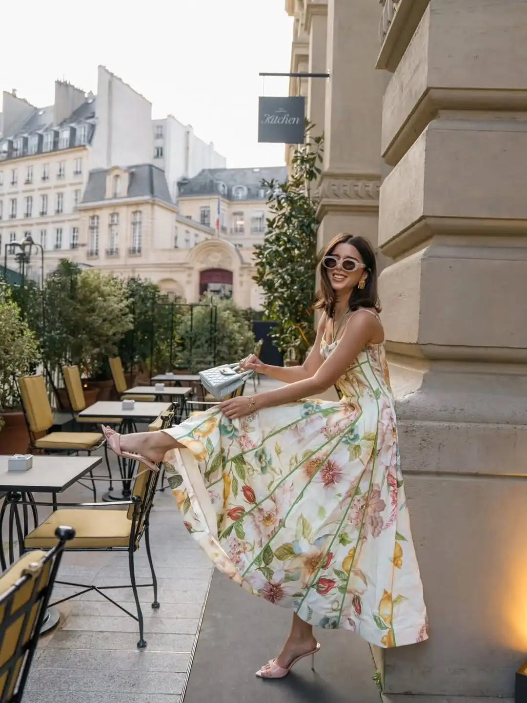 Elegant Floral Print Halter Dress Women Sleeveless Waist-closed A-line Dresses 2026 Spring Summer Fashion Female Vacation Robe