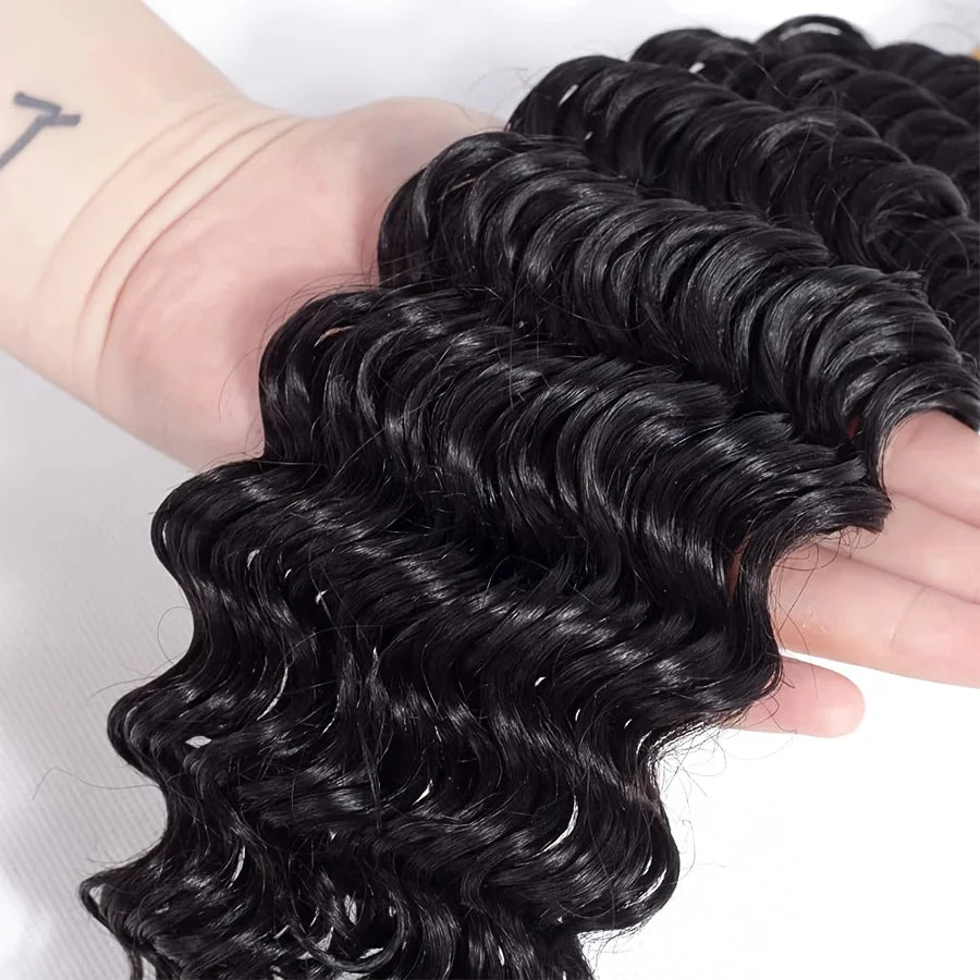 Curly Human Hair Bundles Human Hair Quality Deep Wave Raw Weaving Bundles Water Wave Double Drawn Oringinal Hair Extensions