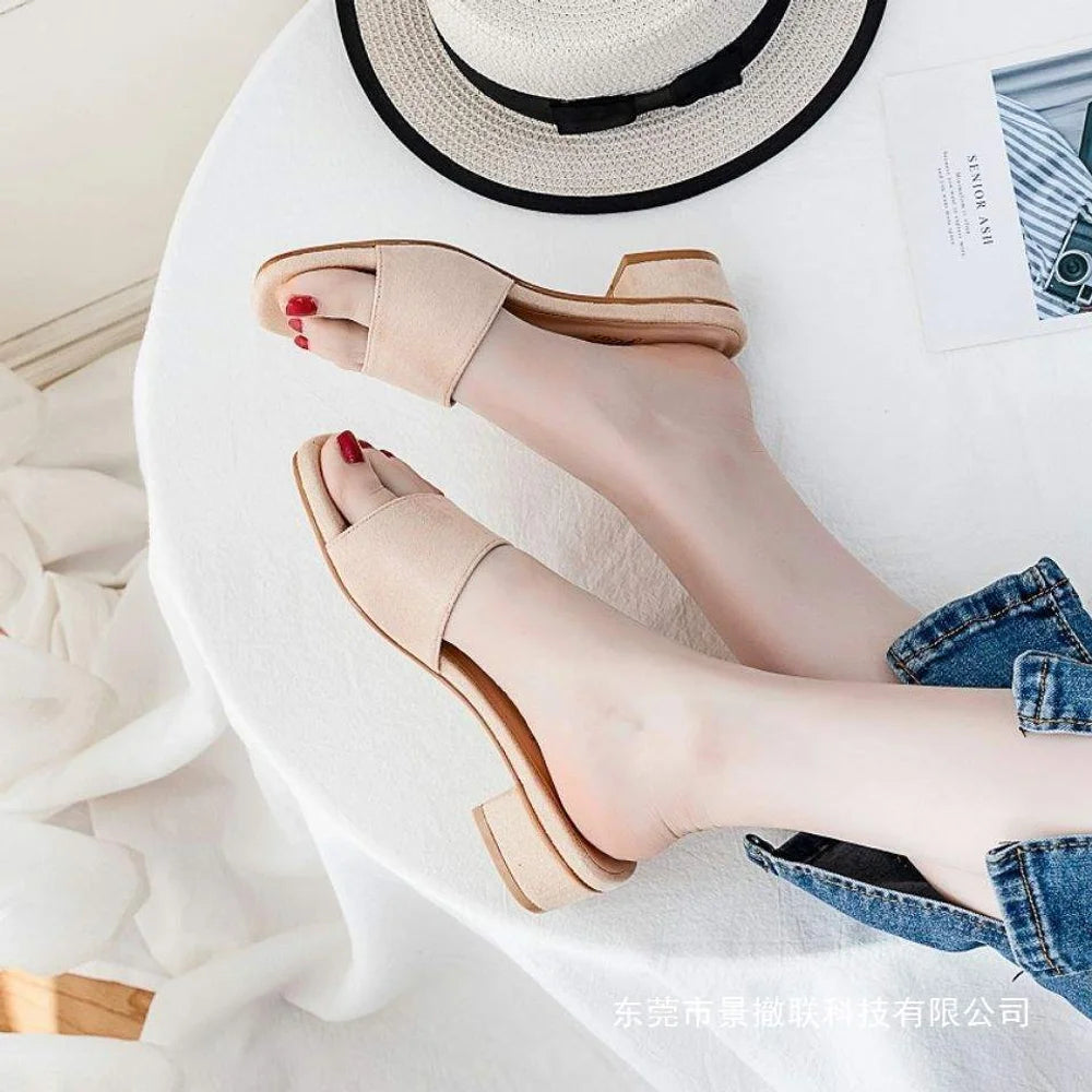 woman slippers for summer, summer cooldown, high-heeled fashion, lazy people going out, anti slip, thick heel, straight drag