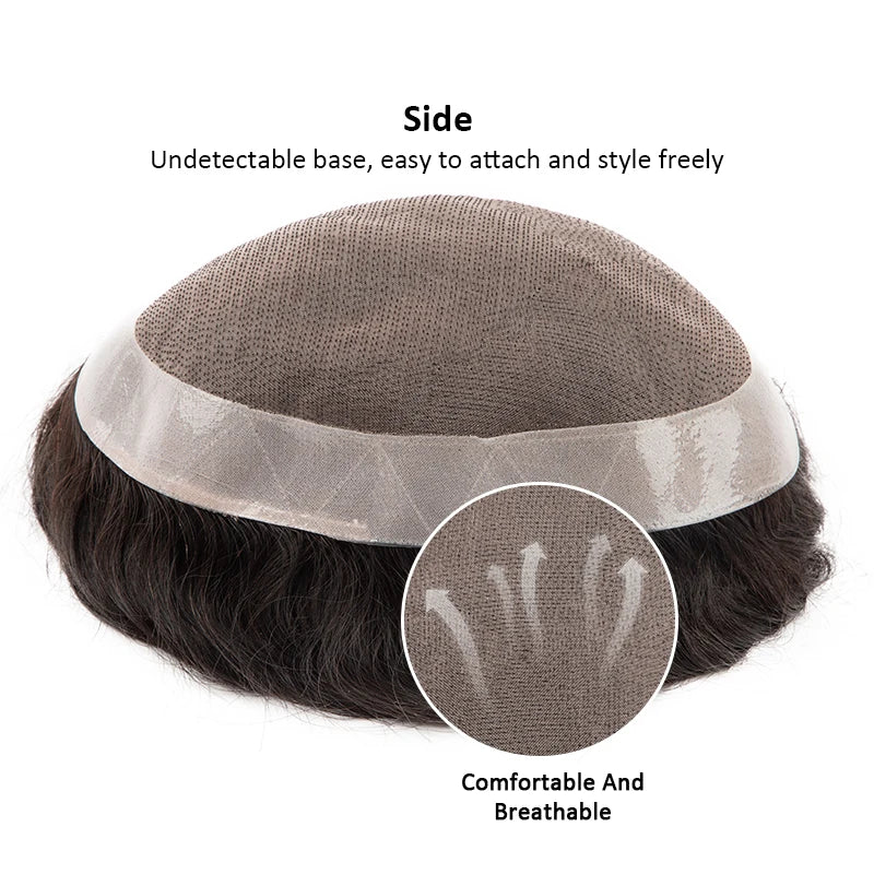 Male Human Hair Wig Mono NPU Indian Human Hair Prosthesis Durable Men Toupee Hair System Hairpiece Natural Brown Human Hairline