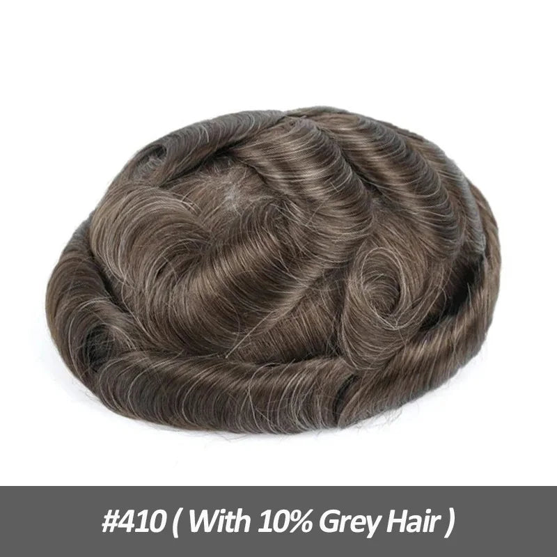 Men Human Hair Toupee Fine Mono NPU Human Hair Wigs Breathable Male Hair Prosthesis Indian Hair System Straight Wave Hairpiece