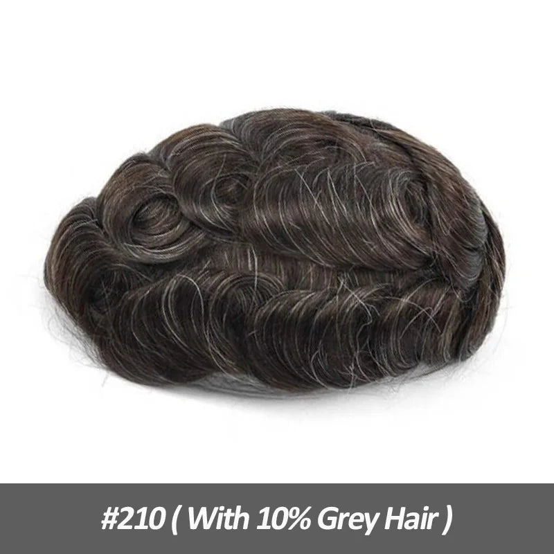 Men Human Hair Toupee Fine Mono NPU Human Hair Wigs Breathable Male Hair Prosthesis Indian Hair System Straight Wave Hairpiece