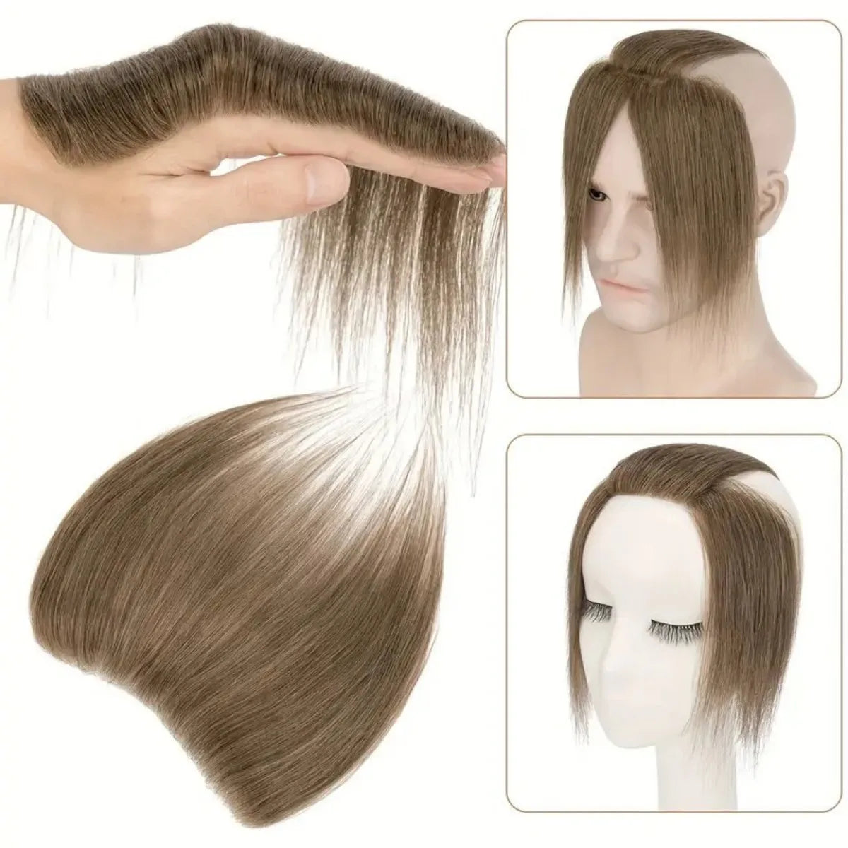 Forehead Hairline Toupee For Men High Density Human Hair Skin PU Mens Frontal Hairpieces Hair Topper Receding Natural Hairline