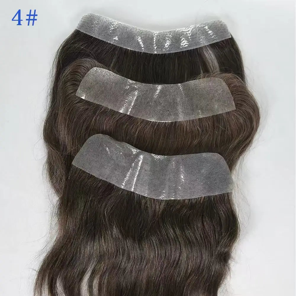 100% Human Hair Toupee With PU Base Hairline For Men Hybrid System Most Realistic Look & Strong Hold For Active Men