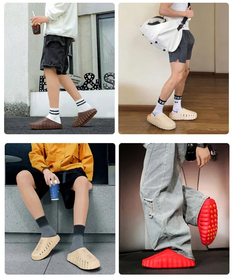 Men's Slippers Non-Slip Slides Fashion Massage Slippers Comfortable Women Slides Summer Sandals Outdoor Indoor Shoes Big Size