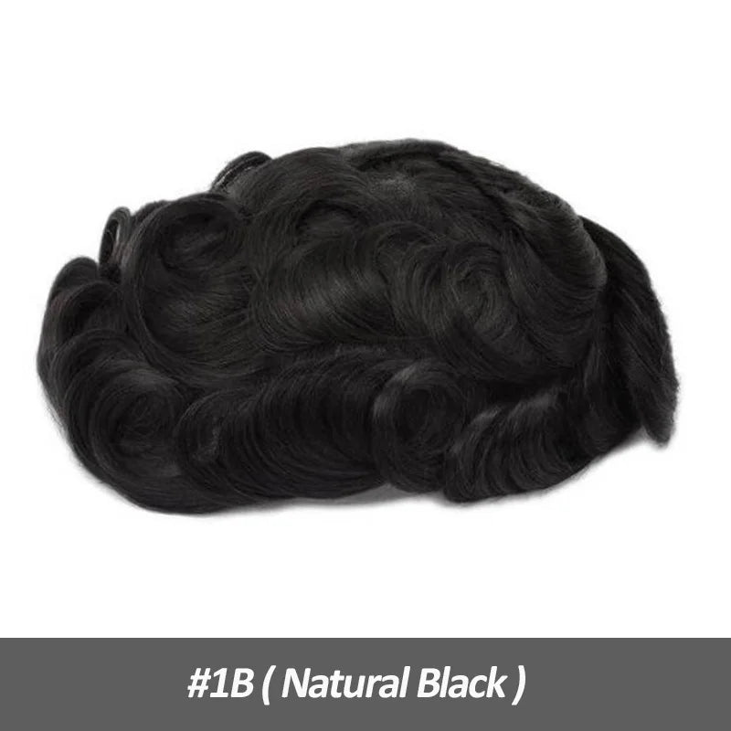 Men Human Hair Toupee Fine Mono NPU Human Hair Wigs Breathable Male Hair Prosthesis Indian Hair System Straight Wave Hairpiece