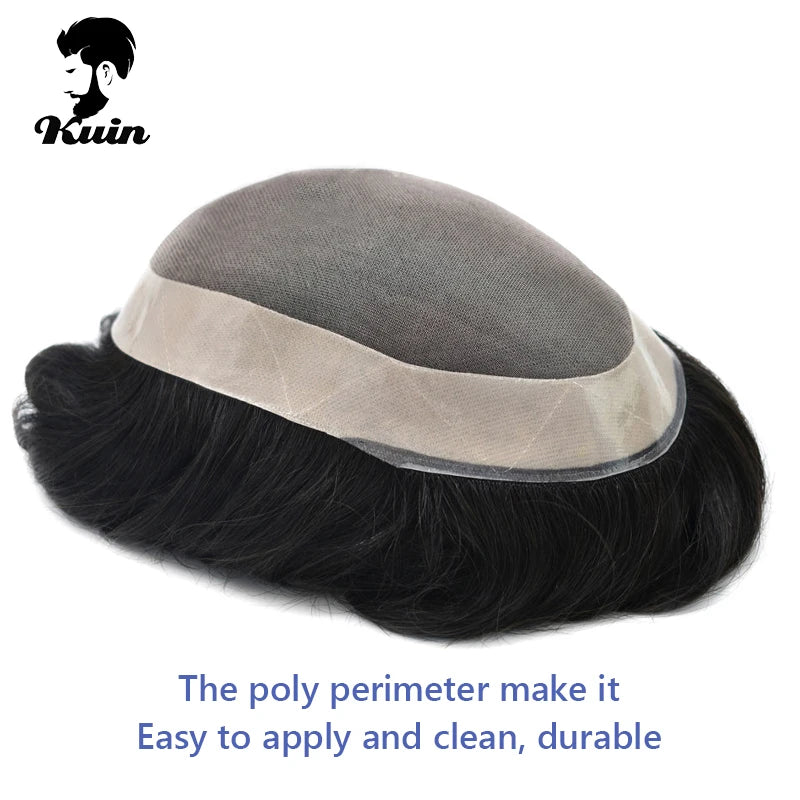 Men Human Hair Toupee Fine Mono NPU Human Hair Wigs Breathable Male Hair Prosthesis Indian Hair System Straight Wave Hairpiece