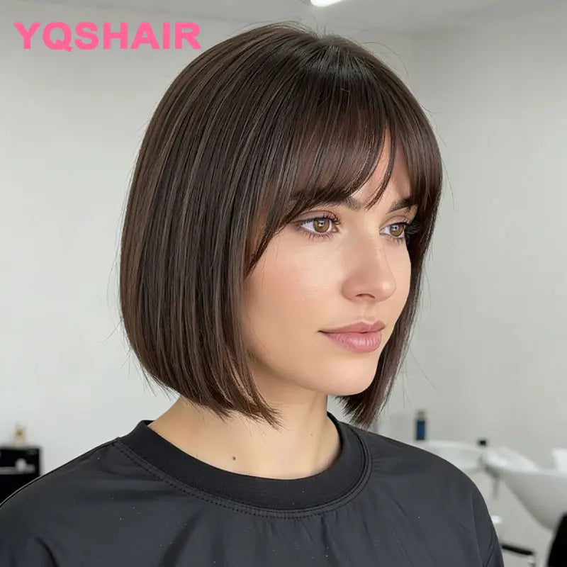 100% Human Hair Wig for  Women Natural Short Bob Style Real Hair Comfortable Breathable Cap Lightweight Daily Wear for Women