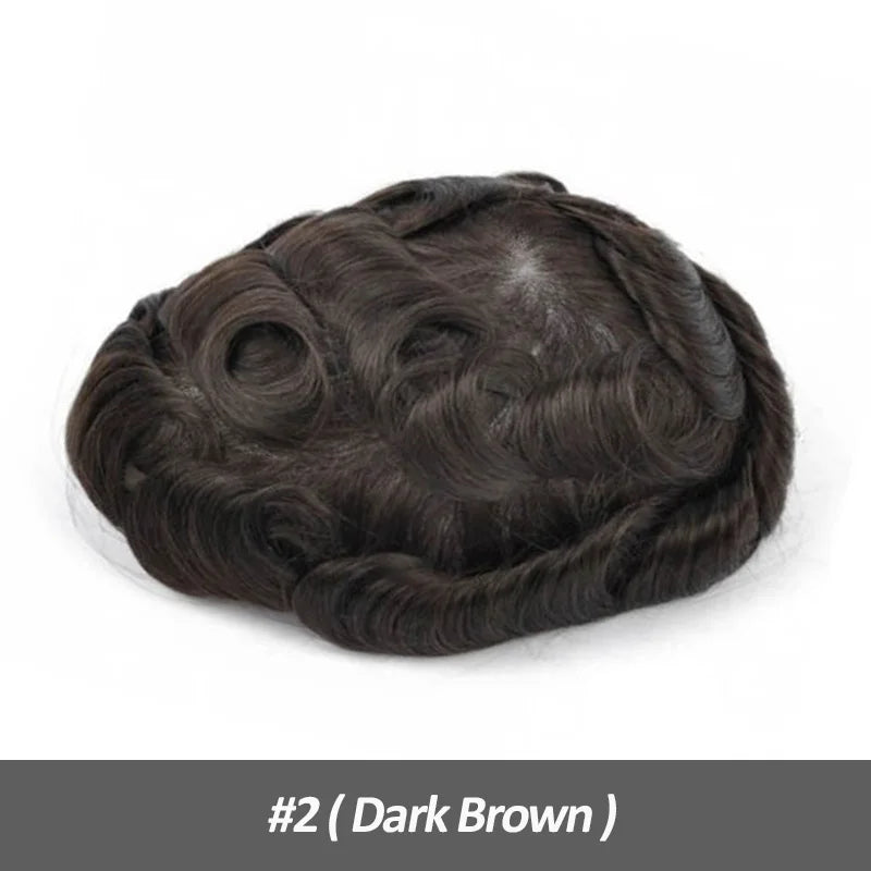 Men Human Hair Toupee Fine Mono NPU Human Hair Wigs Breathable Male Hair Prosthesis Indian Hair System Straight Wave Hairpiece