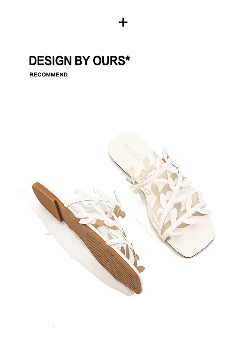 Women's Slippers Fashion Maple Leaf Decoration Design Slippers 2026 Summer Beach Slippers for Women Outdoor Non Slip Flat Slides