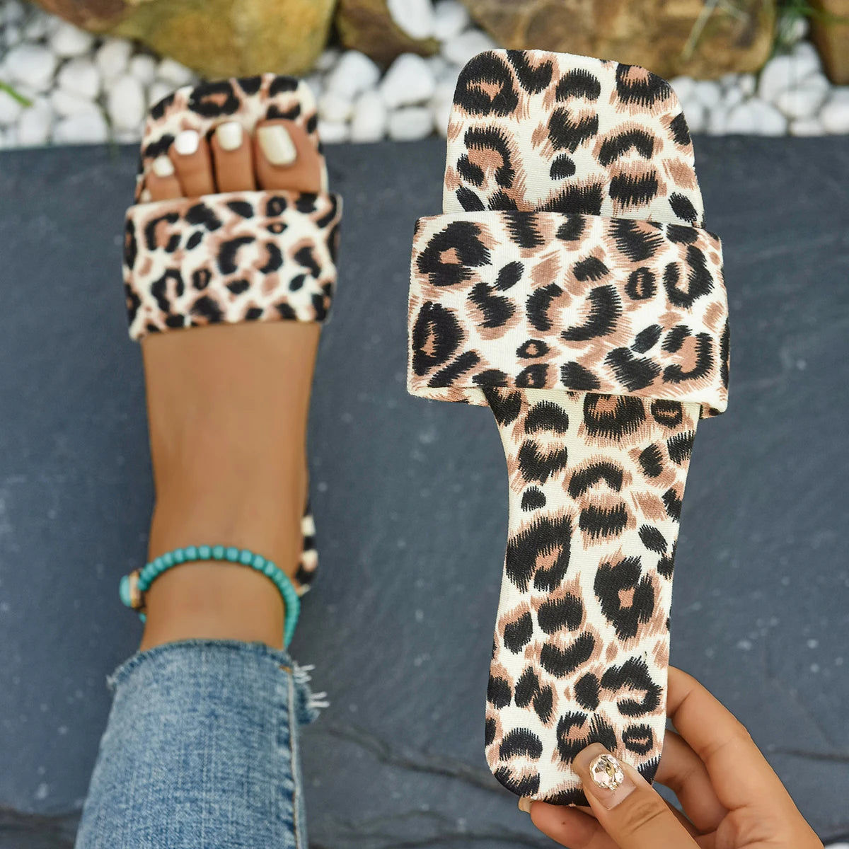 Sexy Fashion Slippers Woman Slides Outside Flat Low Heels Shoes for Women Solid Leopard Print Platform Summer Shoes Plus Size