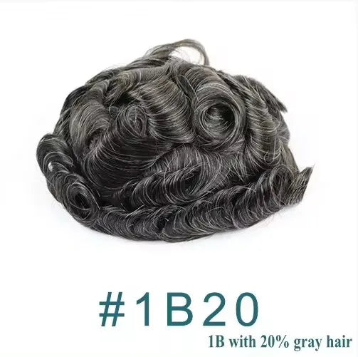 Man Prosthesis 100%Human Hair thin skin 0.1mm Injection Pu base Men Toupee 1b40 1b50 1b65 1b80 black Grey Male Hair old Men' wig