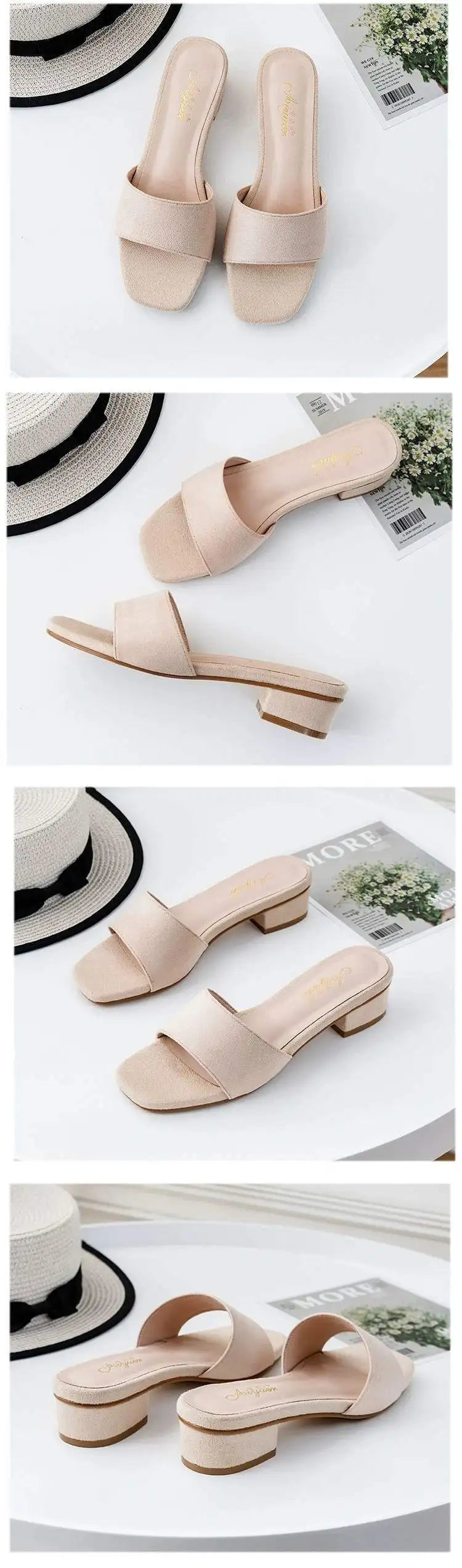 woman slippers for summer, summer cooldown, high-heeled fashion, lazy people going out, anti slip, thick heel, straight drag