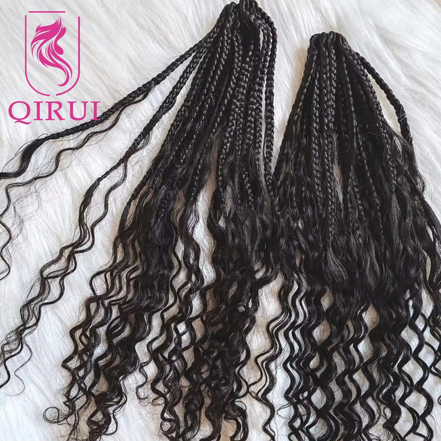 Human Hair Crochet Boho Box Braids With Human Curls 18Inch Synthetic Braid With Human Hair Curls Braiding Hair Extensions