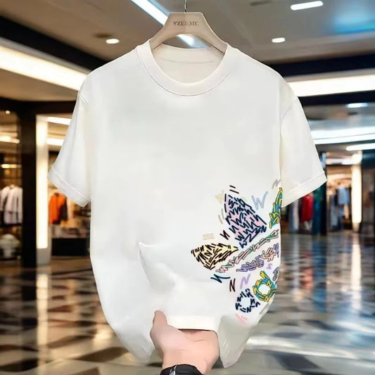 American Style Summer Cotton Short Sleeve T-Shirt, Fashion Crew Neck Versatile Tops for Men Women, Young Ins Style vintage