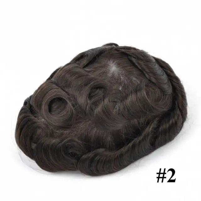 Male Human Hair Wig Mono NPU Indian Human Hair Prosthesis Durable Men Toupee Hair System Hairpiece Natural Brown Human Hairline