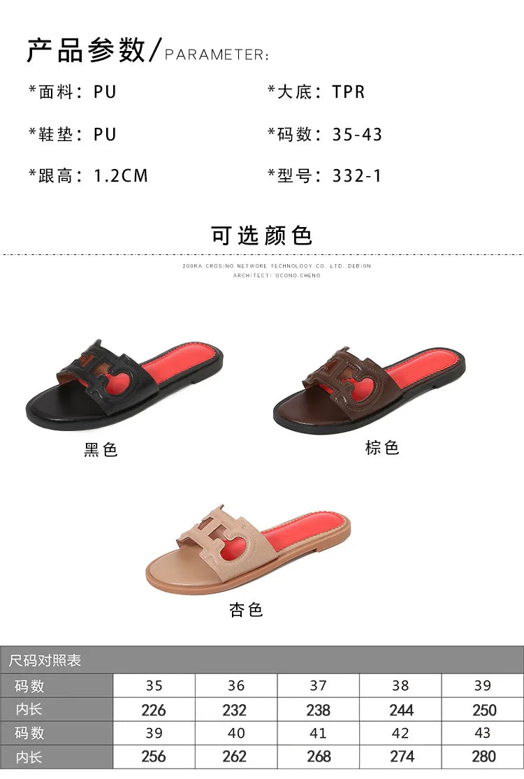 Ladies' slippers summer elegant slim-fitting breathable hollowed-out anti-slip soft-soled suitable vacation travel flat shoes