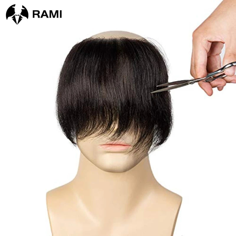 100% Human Hair Toupee With PU Base Hairline For Men Hybrid System Most Realistic Look & Strong Hold For Active Men