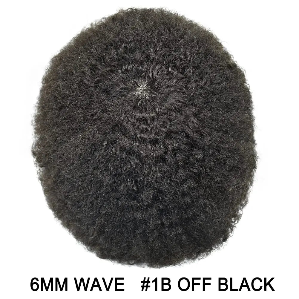 100% Human Hair Toupee For Men Curly Hair Full PU Base Men Hair System Black Men Grooming Essential