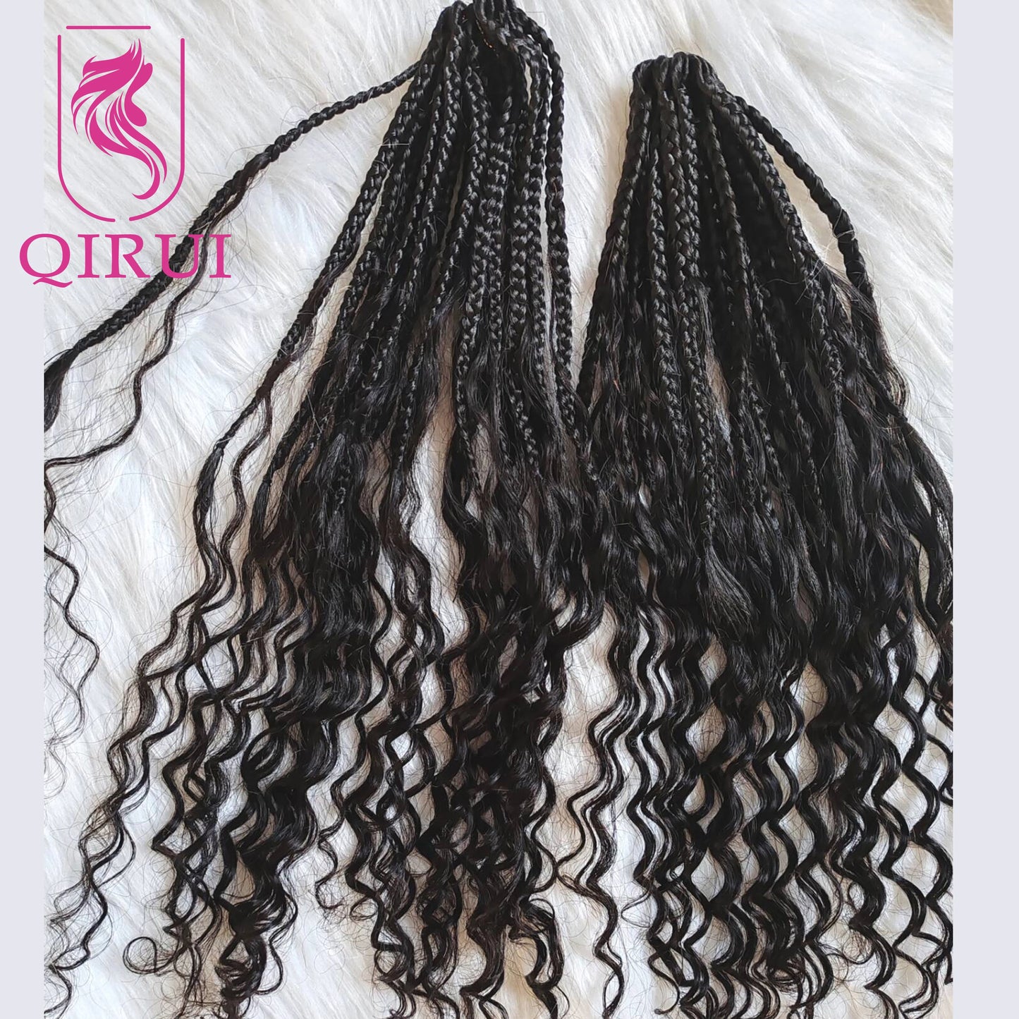 Human Hair Crochet Boho Box Braids With Human Curls 18Inch Synthetic Braid With Human Hair Curls Braiding Hair Extensions