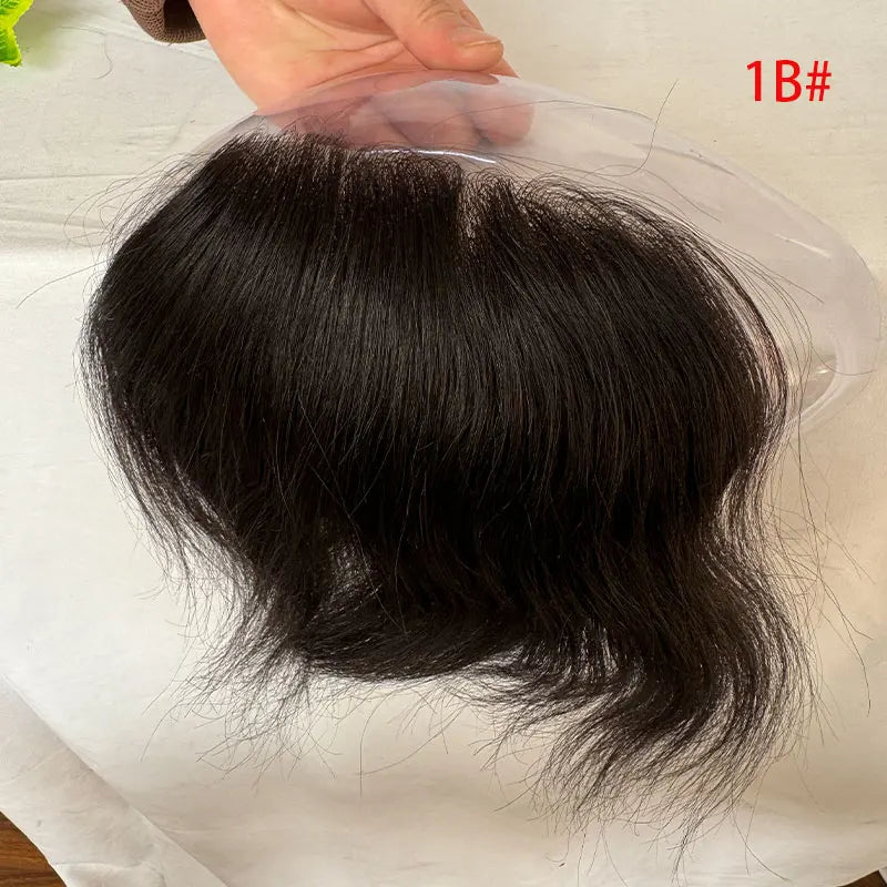 Hairline Toupee for Men Human Hair Skin PU Hairpieces Natural Hairline Brown Color 2# D Style Frontal Big 7x16cm