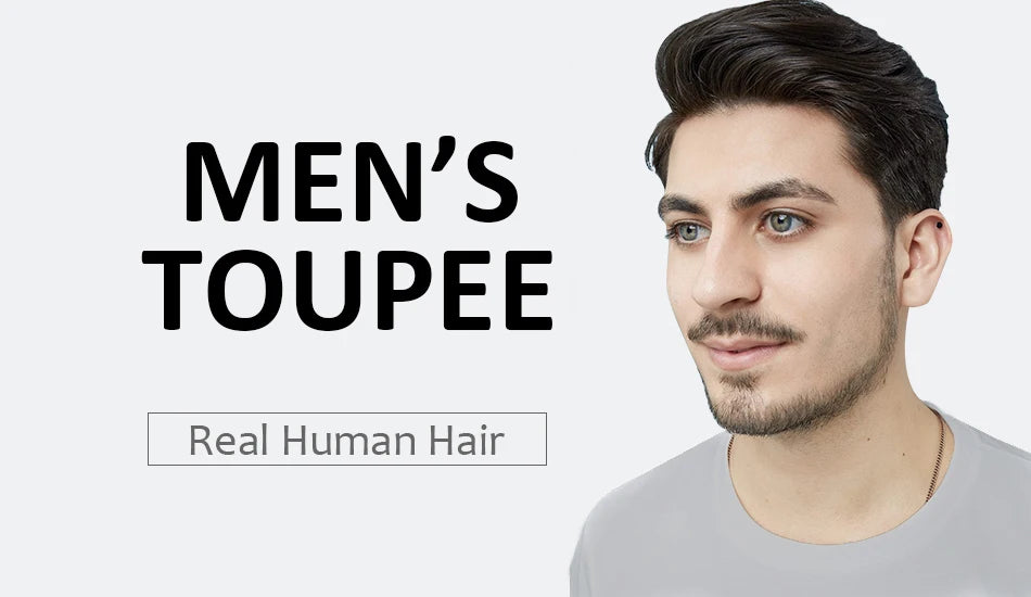 Male Human Hair Wig Mono NPU Indian Human Hair Prosthesis Durable Men Toupee Hair System Hairpiece Natural Brown Human Hairline